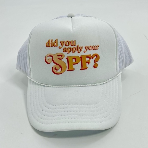 NWT “Did you apply your SPF” White Graphic Preppy Pool Day Trucker hat - Picture 3 of 5